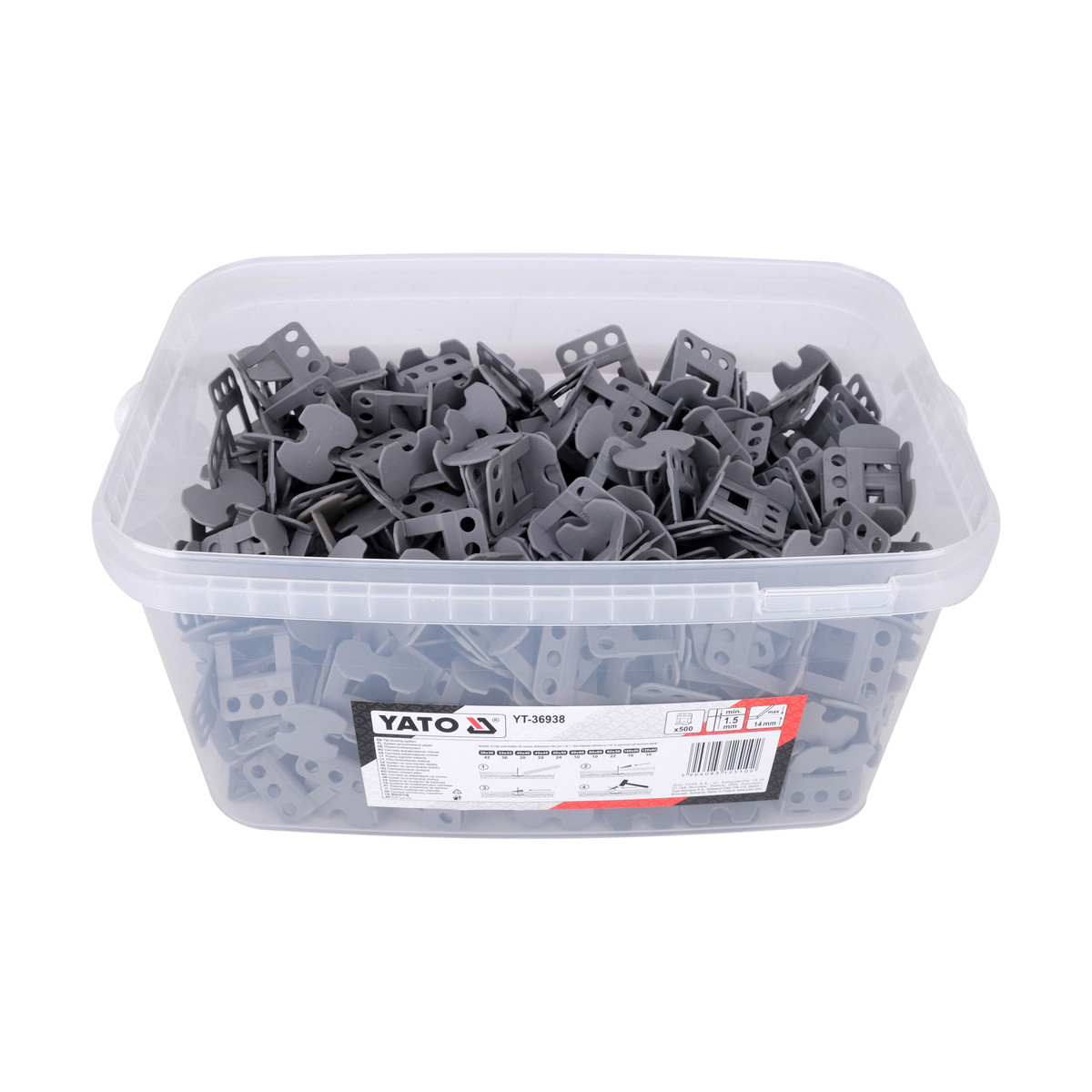 Кліпси СВП для викладання плитки до шва 1.5 мм (плитка t≤ 14 мм) 500 шт. Yato YT-36938, фото 1