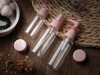 Дорожній набір ємностей для косметики, колір рожевий 5шт