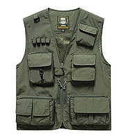 Брендова чоловіча жилетка тактична багатофункціональна олива з водовідштовхувальною тканиною новинка бренда Tactical Brand