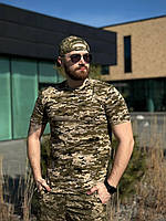 Брендова чоловіча футболка Піксель Стрейч mm14 Military з антибактеріальним просоченням камуфляжна новинка