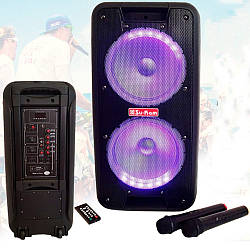 Портативна колонка з двома мікрофонами Su-Kam 1010 (12V/220V) / Bluetooth караоке колонка / Акустична система