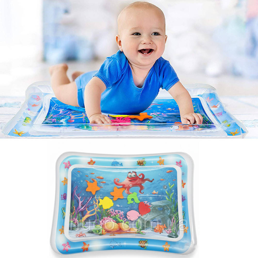Ігровий водний килимок для малюків 68х50см / Дитячий ігровий килимок / Дитячий килимок / Надувний килимок для дітей, фото 1