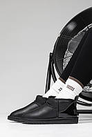 Короткі шкіряні чорні жіночі UGG ULTRA MINI BLACK LEATHER LACQUER на хутрі