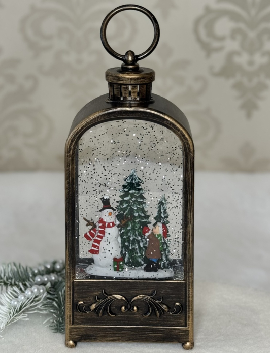 🌟Новорічний музичний ліхтарик з автопіддувом "Різдвяний ліс" від USB або батарейок, колір Бронза, фото 1