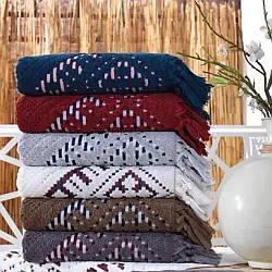 Махрові банні рушники 140х70см, 6шт у комплекті/п, Sikel Selcuklu/Набір рушників бавовняних з бахромою