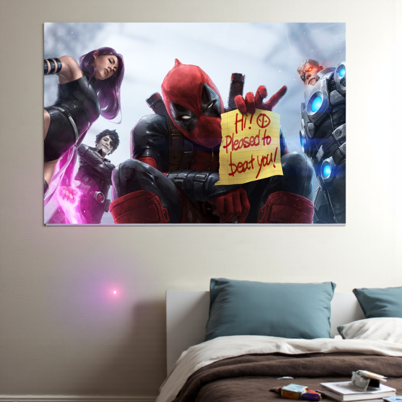 Картина Marvel «Deadpool з командою» Яскравий супергеройський арт із гумором Дедпул Друк на холсті 60х40 см, фото 1