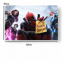 Картина Marvel «Deadpool з командою» Яскравий супергеройський арт із гумором Дедпул Друк на холсті 60х40 см, фото 4