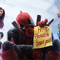 Картина Marvel «Deadpool з командою» Яскравий супергеройський арт із гумором Дедпул Друк на холсті 60х40 см, фото 3