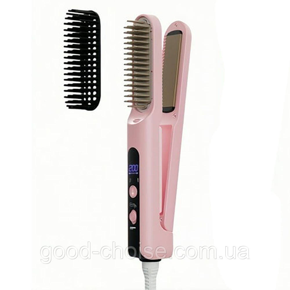 Гребінець 2в1 для волосся, 140-200°С / Електричний гребінець для волосся / Щітка для випрямлення волосся, фото 1