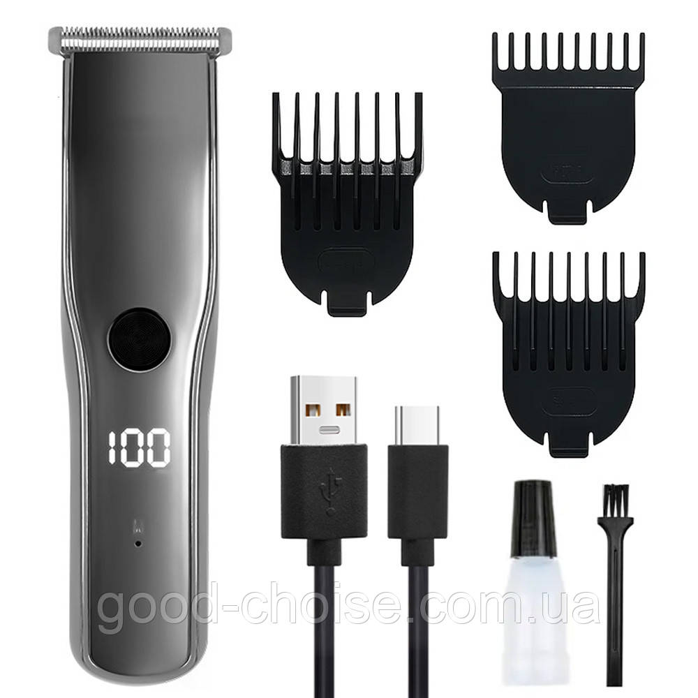 Тример бездротовий SURKER SK-790 + 3 насадки / Акумуляторний триммер для волосся та бороди, фото 1