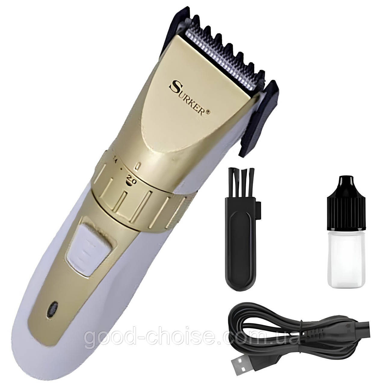 SURKER SK-5803: Акумуляторний триммер для волосся + насадка / Бездротовий триммер для бороди / Тример для стрижки волосся, фото 1