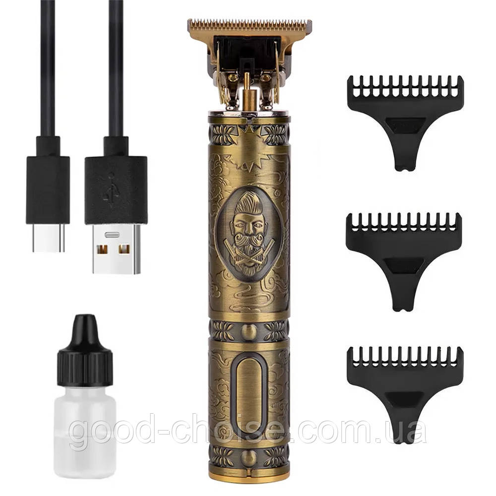 Тример акумуляторний YT08-10 + 3 насадки, USB / Машинка для стрижки / Тример чоловічий, фото 1