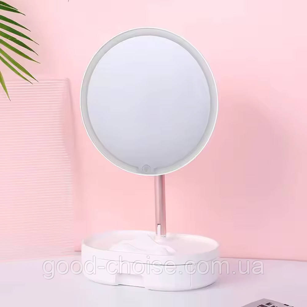 Дзеркало косметичне з LED, живлення від USB / Настільне дзеркало для макіяжу / Сенсорне дзеркало, фото 1