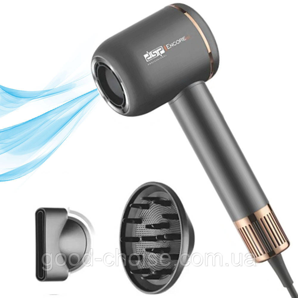 Фен для волосся DSP 30267: потужність 1800 Вт, 2 насадки / Фен для волосся з іонізацією / Фен для сушіння волосся, фото 1