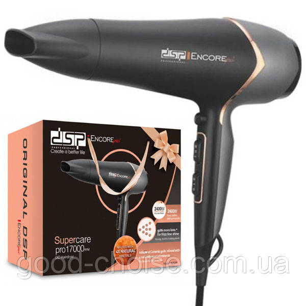 Фен для волосся DSP 30328, 2400 Вт + концентратор / Фен для волосся з холодним обдуванням / Потужний фен для сушіння волосся, фото 1