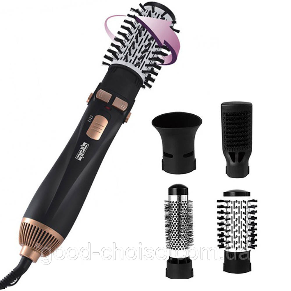 Фен-браш для волосся з 4 насадками, 1200 Вт / Фен-гребінець / Фен стайлер для укладання та завивки волосся / Фен з гребінцем, фото 1