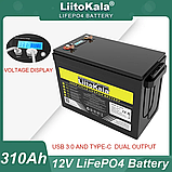 Акумулятор LiitoKala LiFePO4 12V 310 Ah LP-12310, LCD екран, USB + Type-C, фото 6