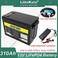 Акумулятор LiitoKala LiFePO4 12V 310 Ah LP-12310, LCD екран, USB + Type-C
