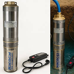 Занурювальний насос для свердловини NPO 1300Вт, кабель 40м, напір 45м, FOCUS 4-45 / Відцентровий насос глибинний