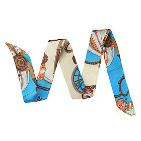 Хустинка-стрічка твіллі (85*4см) "Лазуровий берег"