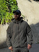 Брендова тактична куртка K.S. PRO PREMIUM із затяжками Хакі водонепроникна для активного відпочинку
