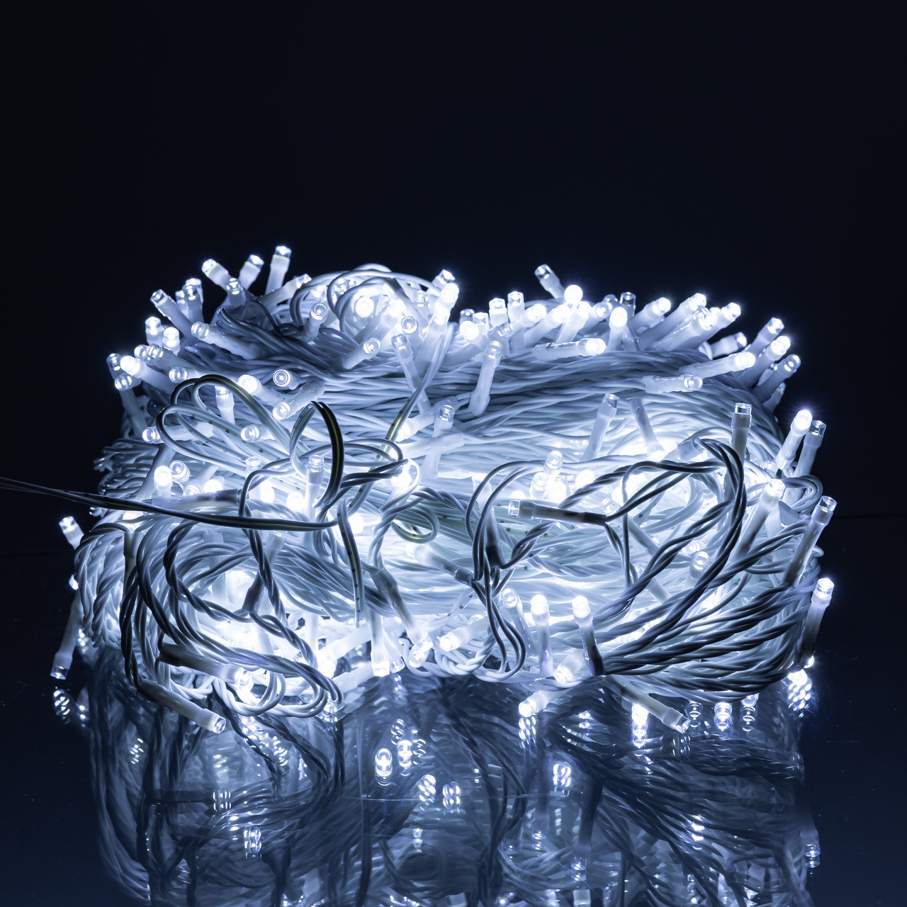 Новорічна гірлянда Різдвяна фея 50м 500 LED біле світло 8 режимів білий провід, вулична нитка святкова діодна ілюмінація, фото 1