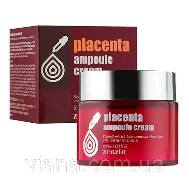 До 21.11.2025 р Крем для обличчя на основі плаценти Zenzia Placenta Ampoule Cream 70 мл, фото 1