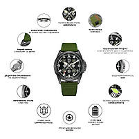 Awarder Embroidery Silver-Green Khaki Battery 10ATM, фото 2