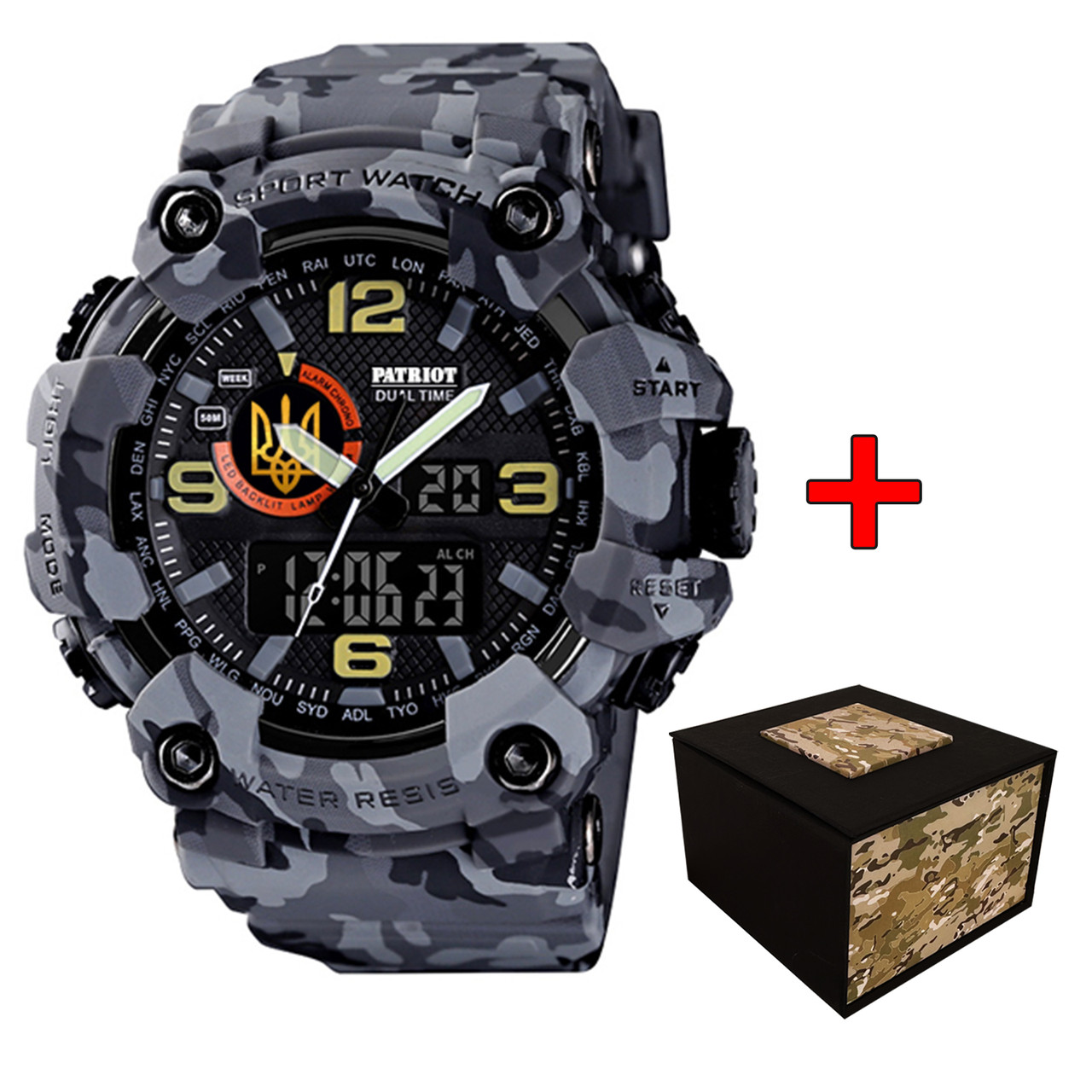 Patriot 002CMGYUAGD Тризуб золото Сірий камуфляж + Коробка., фото 1