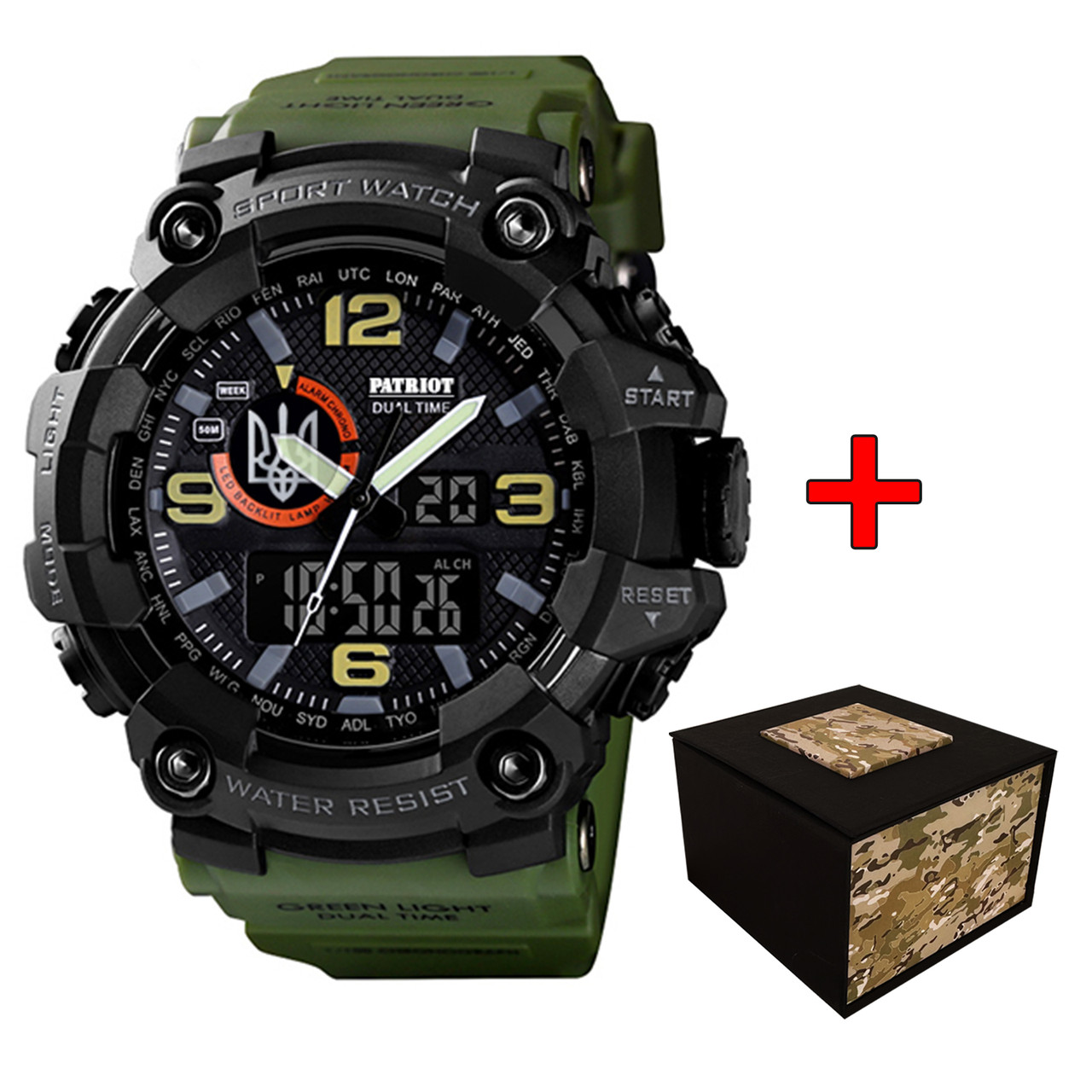 Patriot 002AGUASI Тризуб срібло Зелені + Коробка., фото 1