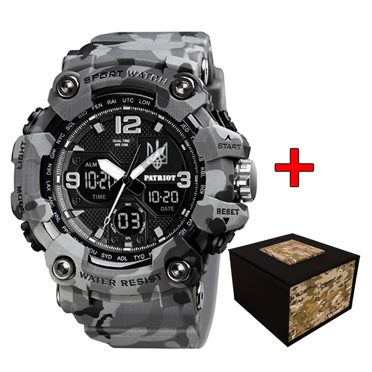 Patriot 006CMGYUASI Тризуб срібло Сірий камуфляж + Коробка., фото 1