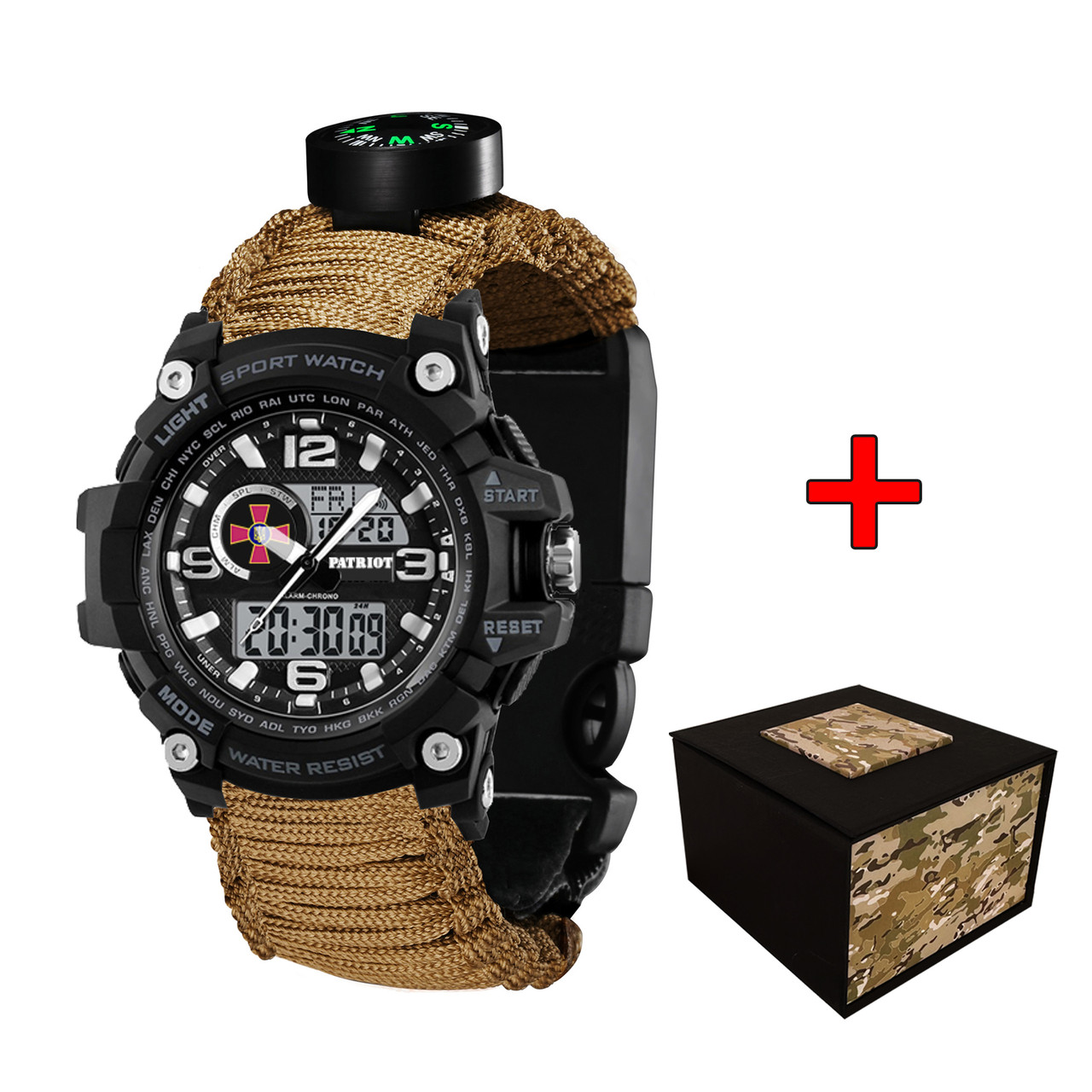 Patriot 012BKSU ЗСУ Чорні Паракордовий ремінець Khaki + Коробка, фото 1