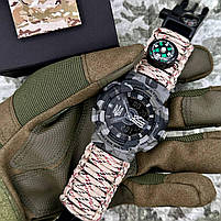 Patriot 005 Тризуб срібло Сірий камуфляж Паракордовий ремінець Desert Camo + Короб, фото 2