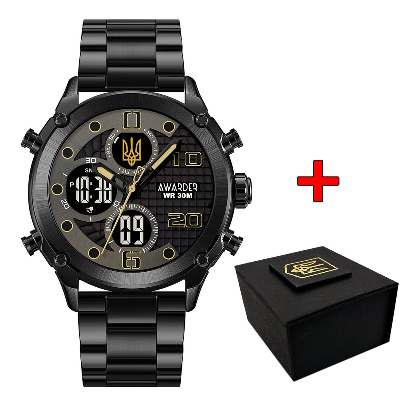 Awarder 017 Тризуб золото All Black Steel, фото 1