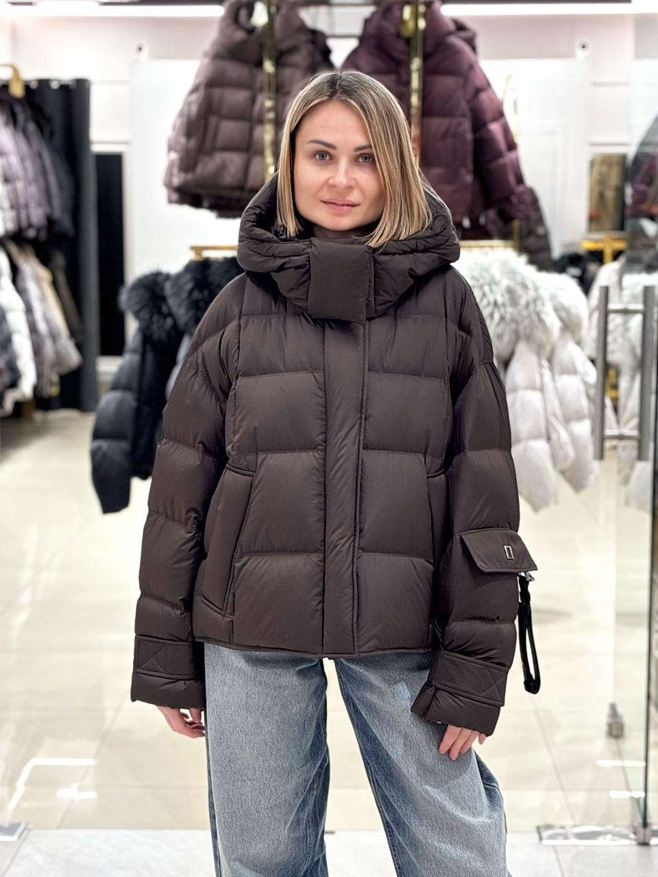 Пуховик жіночий Chanevia 25527 SEAL BROWN, фото 1