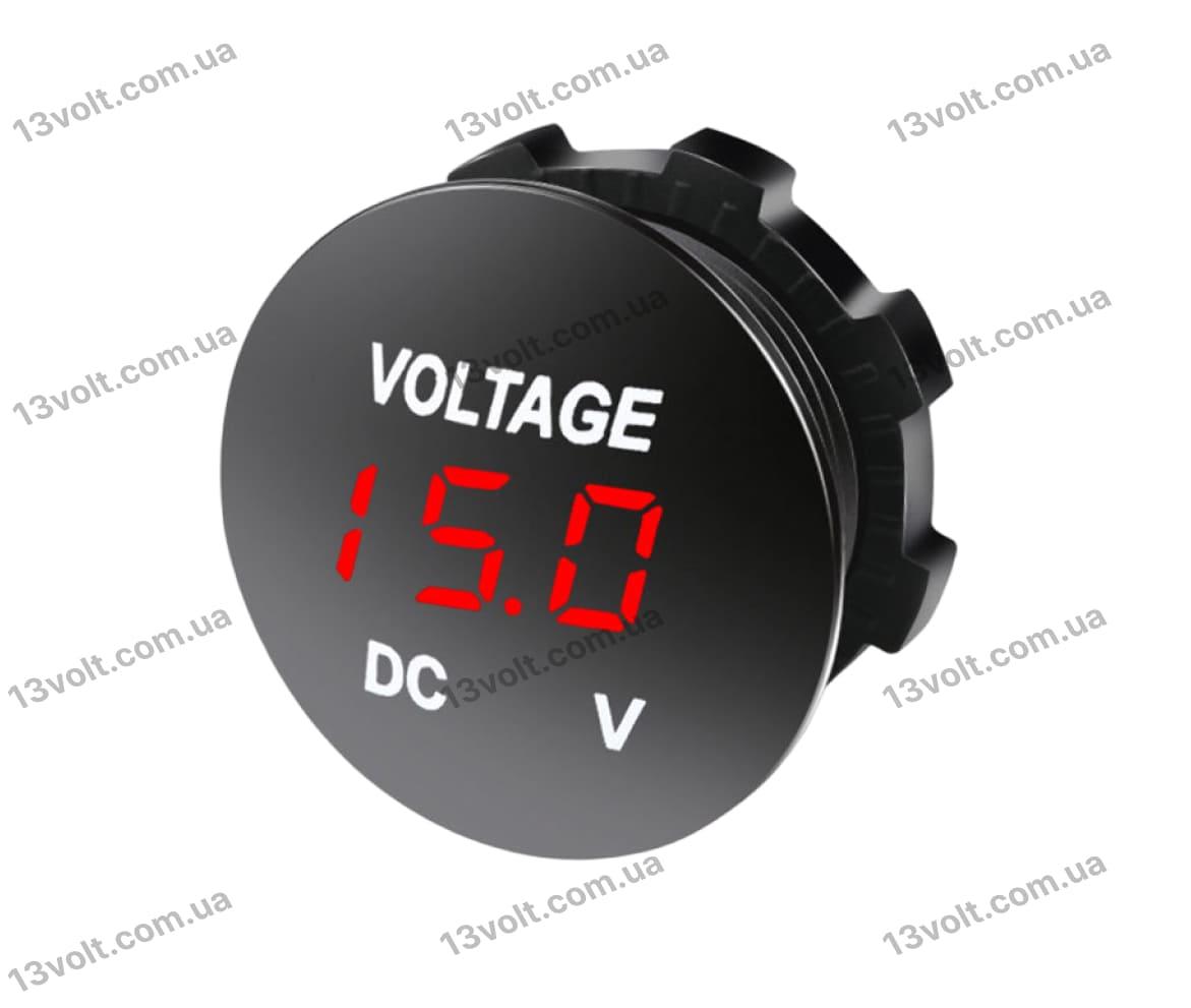Вольтметр врізний 15V D = 28 mm, червоний індикатор V-2 28red, фото 1