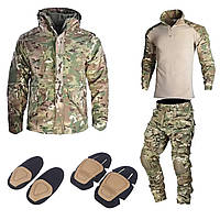 Брендовий чоловічий тактичний комплект Han Wild G8 мультикам утеплений із курткою та захистом для активного відпочинку