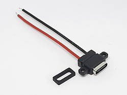 USB type-C гніздо горизонтальне з дротами 6 см під пайку на корпус
