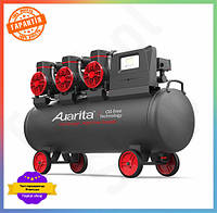 TS Компресор безмасляний поршневий 100л AUARITA TOP NOW 3 кВт пересувний для фарбування та пневмоінструменту SHT55_Q