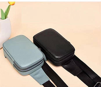 Чоловіча сумка-слінг на блискавці з кишенями з натуральної шкіри Liza