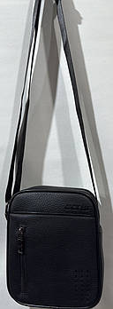 Чоловіча сумка чорна прямокутна на блискавці з кишенями зі штучної шкіри Liza