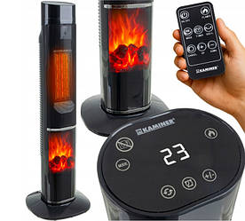 Колонний тепловентилятор Kaminer IGNISSE 2000W імітація каміна з пультом ДК Чорний