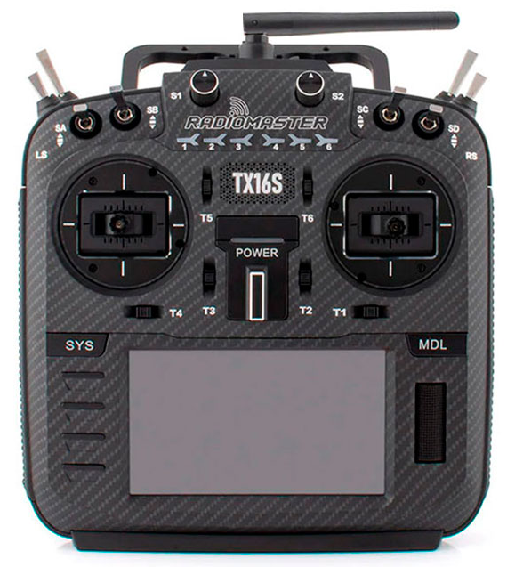 FPV пульт Radiomaster TX16S MAX ELRS Carbon Black + акумулятори + оригінальний ремінь
