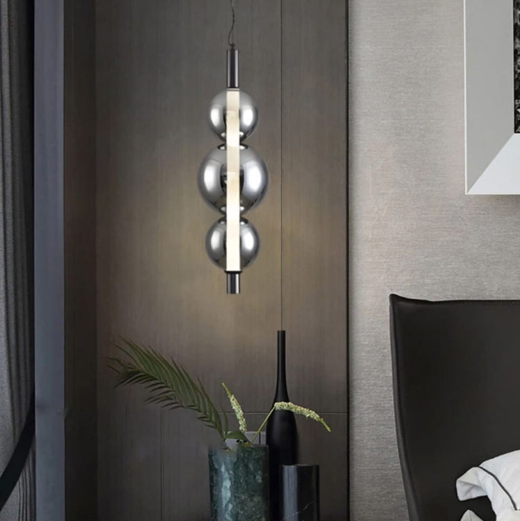 Чорний світлодіодний підвіс із графітовими кульками 65 см NO23/3 BK+GR, фото 1