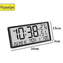 Годинник Deepfox DS-8303 LCD цифровий електронний настінний/настільний Будильник Дата Температура Вологість 34х15см, фото 8