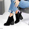 Шикарні замшеві зимові ботильйони на середньому стійкому підборі, фото 4