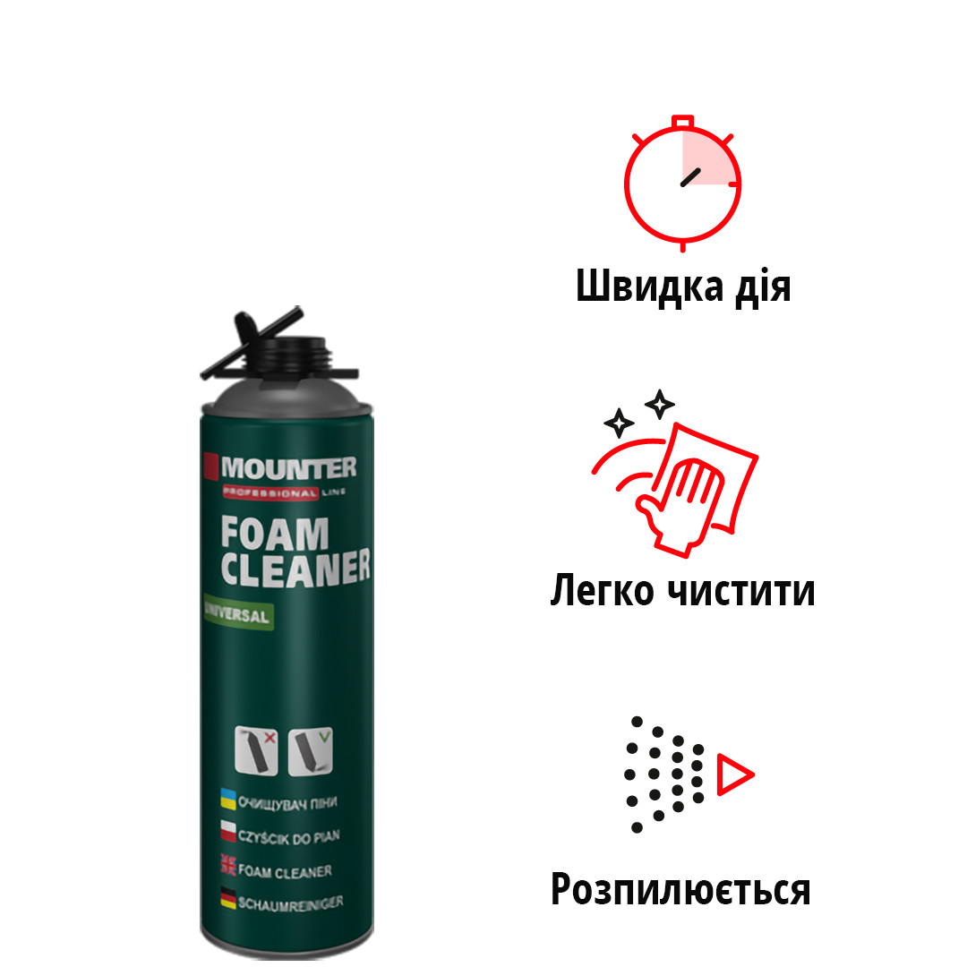 Очищувач монтажної піни MOUNTER Foam Cleaner (400мл), фото 1