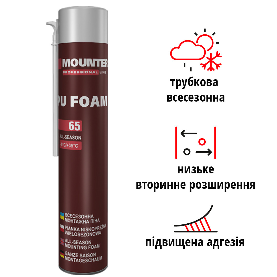 Піна всесезонна монтажна професійна 65 Mounter PRO (860мл), фото 1