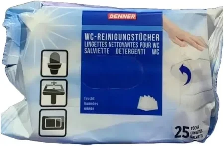 Вологі серветки для прибирання туалету Denner 25 шт