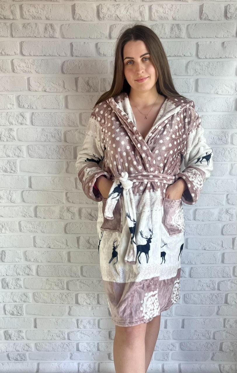 Жіночий короткий махровий халат 42,44,46,48,50, фото 1